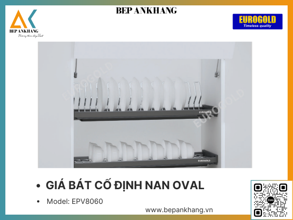 Giá chén bát cố định nan Oval Eurogold EPV8060 - 600mm - Inox Oval 304 